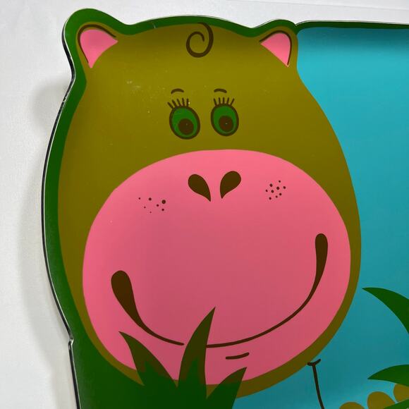 Mid Century Stotter Settings Blue Green Molded Plastic Hippo Serving Tray Op Art - Picture 3 of 13